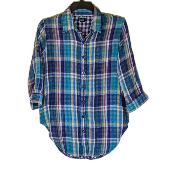 Wet Seal Tops - Wet Seal Women’s Sz S Plaid Lined W/ Gingham Button Down Shirt 100% Cotton